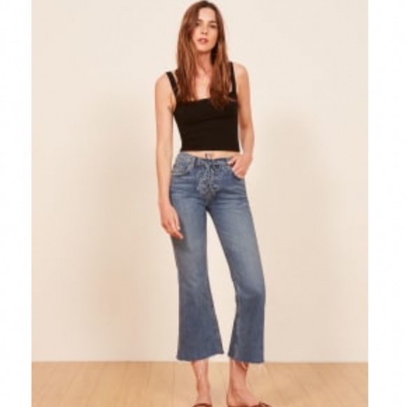 Reformation Mid Crop Flare With Lace Up Jeans - Picture 1 of 5